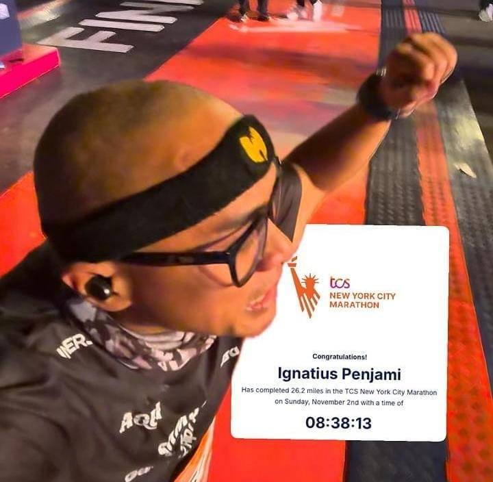 potret Saykoji sukses di New York Marathon 2025