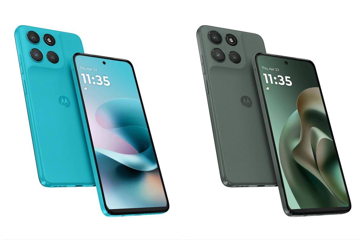 Motorola Moto G67 Power waran curacao blue (kiri) dan cilantro (kanan)