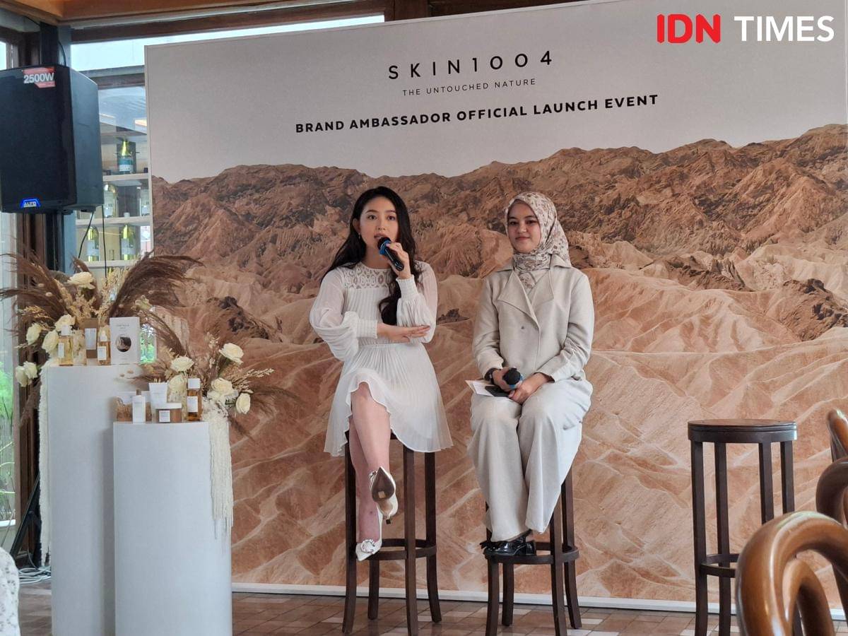 Natasha Wilona di media gathering SKIN1004 di Jakarta Selatan pada Kamis (16/10/2025)
