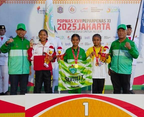 Nirwana Manik meraih emas perdana Sumut dari cabor atletik di Popnas 2025 (dok.istimewa)