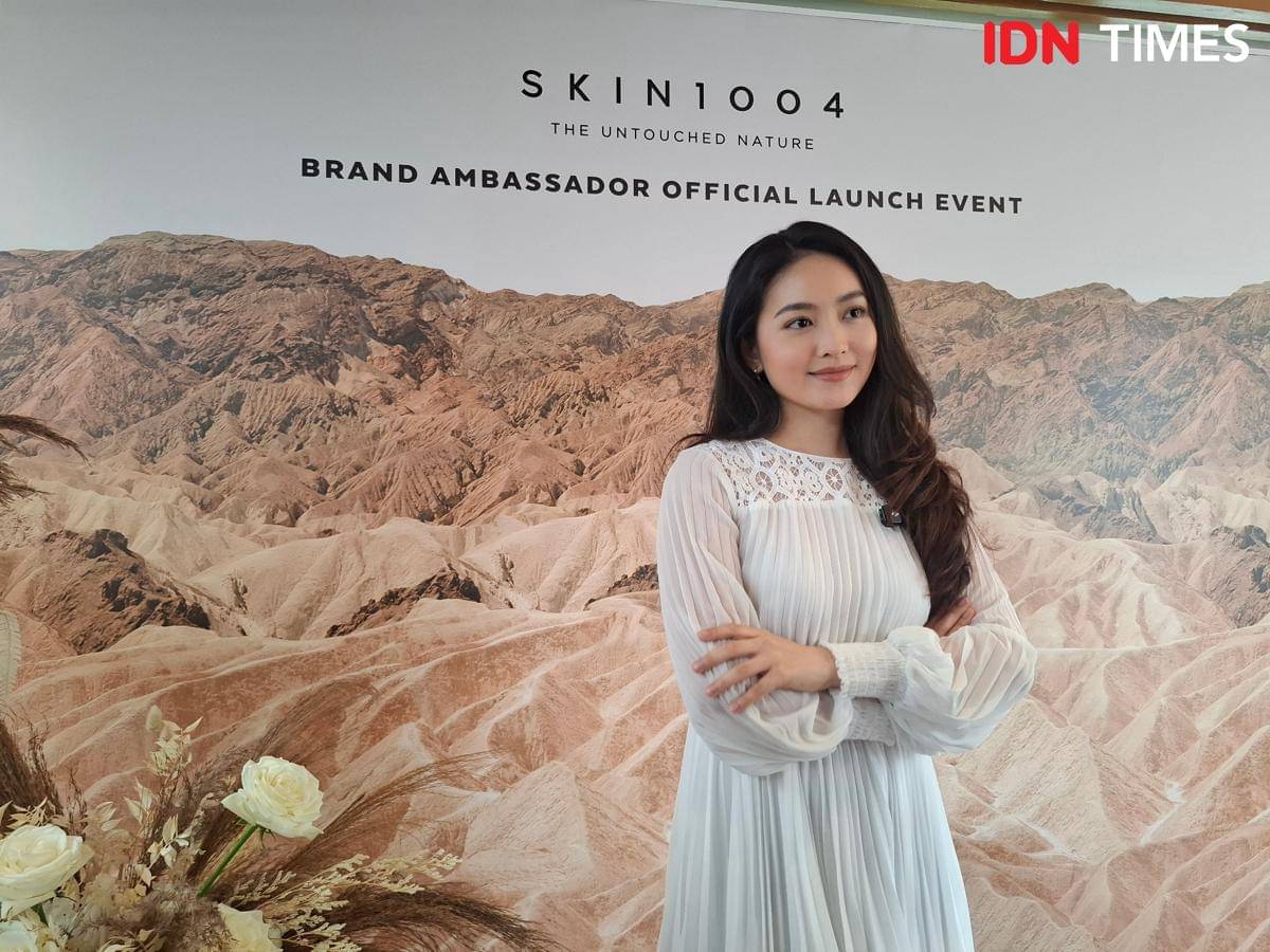 Natasha Wilona di media gathering SKIN1004 di Jakarta Selatan pada Kamis (16/10/2025)