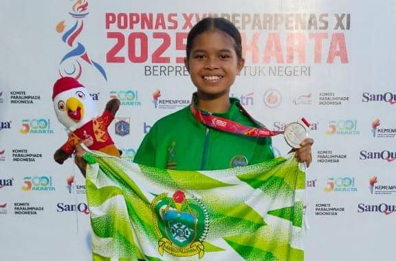 Nirwana Manik meraih emas perdana Sumut dari cabor atletik di Popnas 2025 (dok.istimewa)