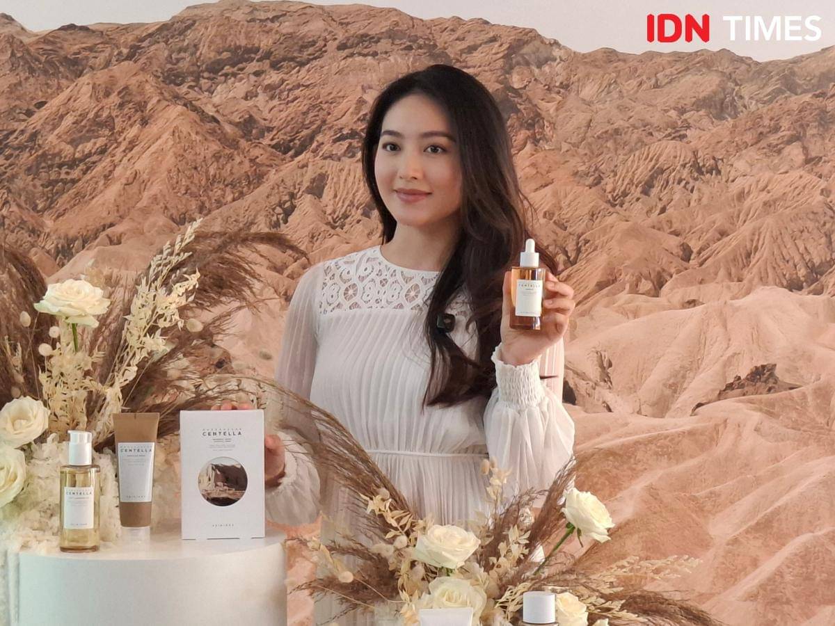 Natasha Wilona di media gathering SKIN1004 di Jakarta Selatan pada Kamis (16/10/2025)