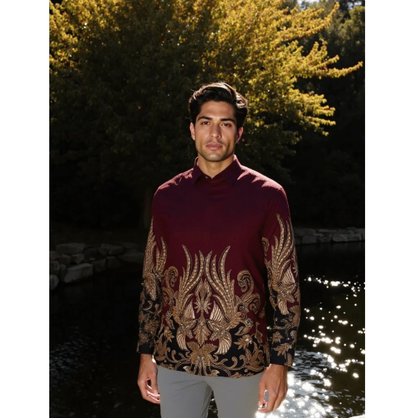 Benhill Kemeja Batik Maroon A320-36F