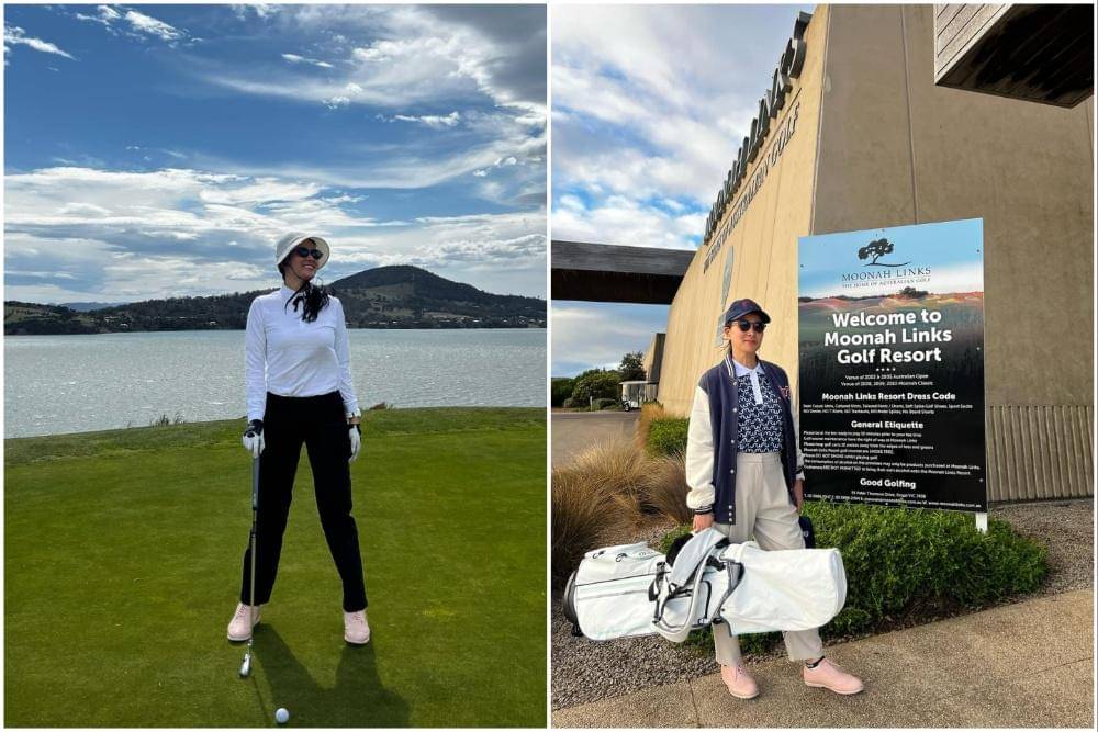 Marcella Zalianty main golf saat di Australia