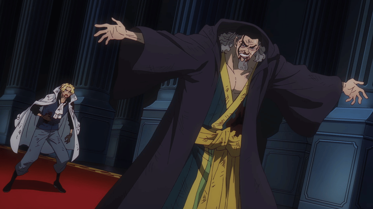 Sabo dan Cobra di hadapan Imu dan Gorosei