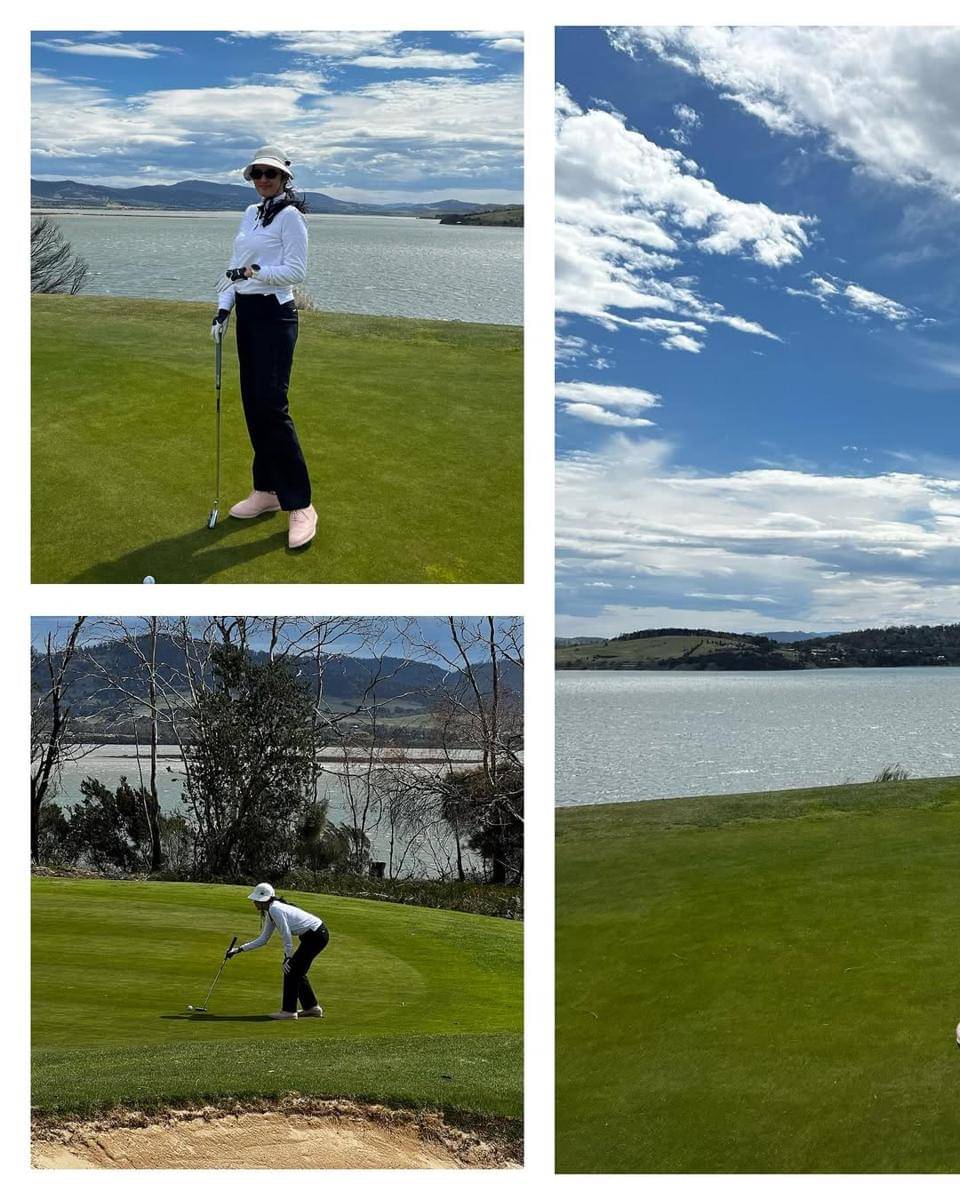 Marcella Zalianty main golf saat di Australia