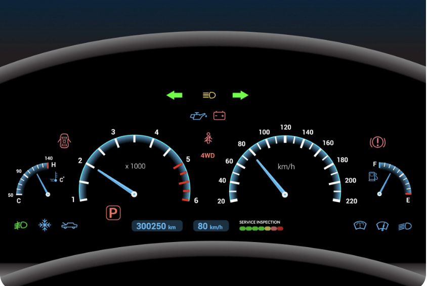 jarak tempuh pada spedometer mobil