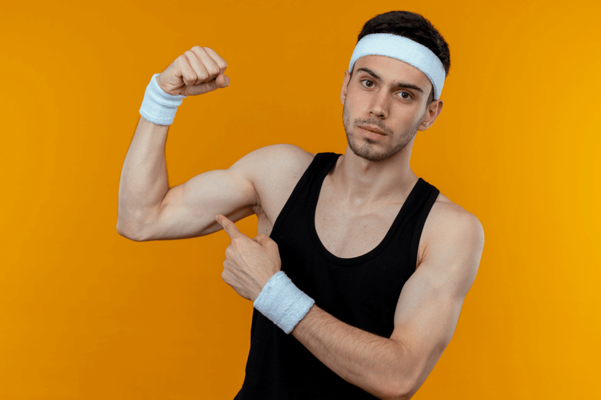 ilustrasi pria menggunakan sport wristband