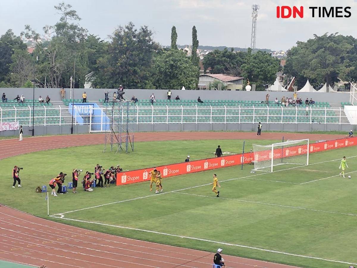 Gol Dendy Sulistyawan saat Bhayangkara Presisi Lampung FC vs Bali United