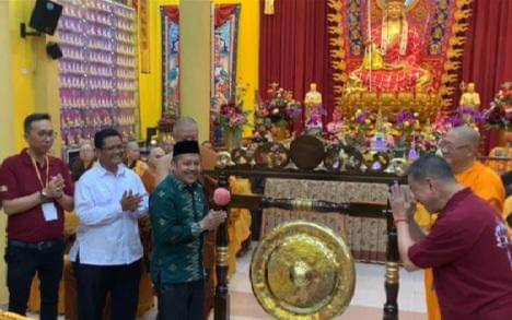 Kepala Kantor Wilayah Kementerian Agama Provinsi Riau Muliardi, saat membuka kegiatan pameran tersebut