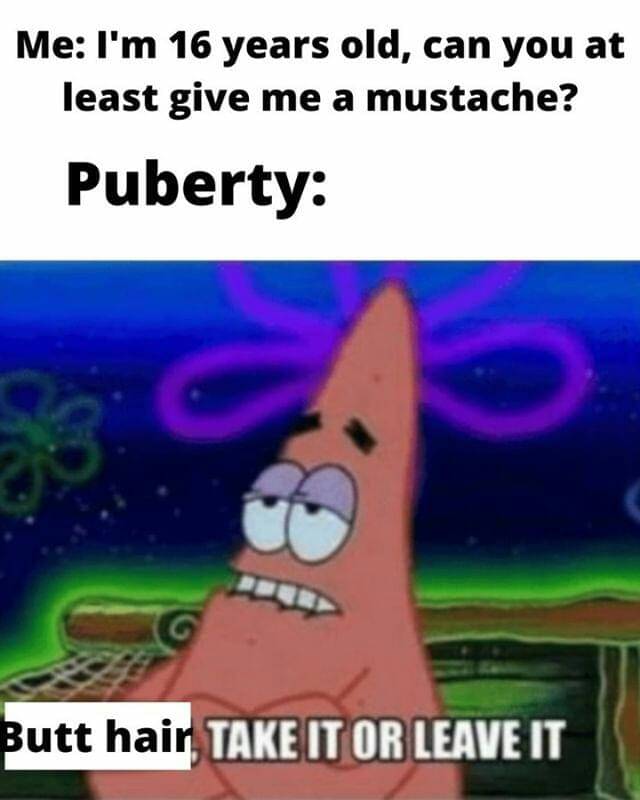 meme SpongeBob tentang masa puber