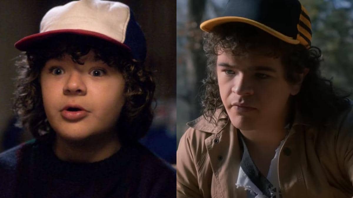 Dustin Henderson dalam Stranger Things Season 1 (kiri) vs. Season 5 (kanan).