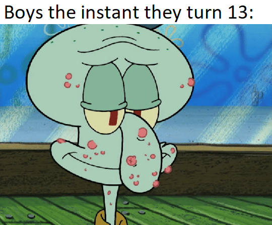 meme SpongeBob tentang masa puber