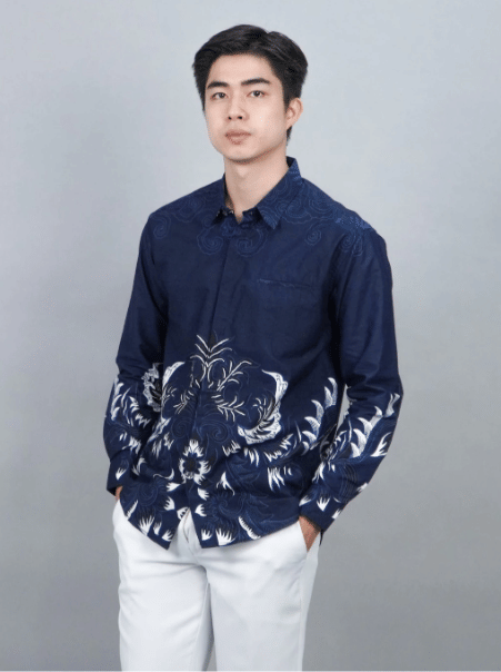 Swipe Up Kemeja Motif Katsura Navy