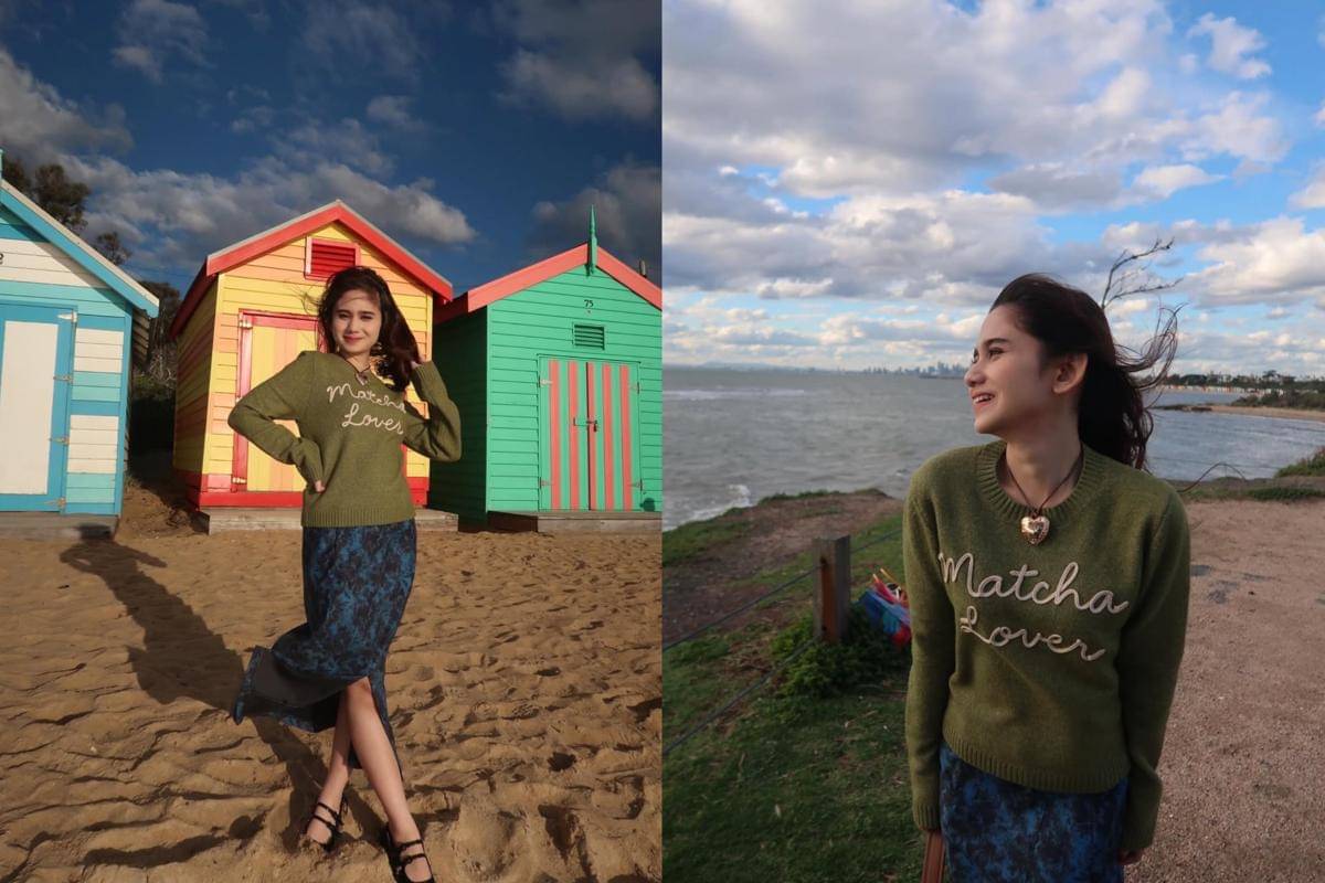 potret Tissa Biani di Brighton Beach, Melbourne, Australia