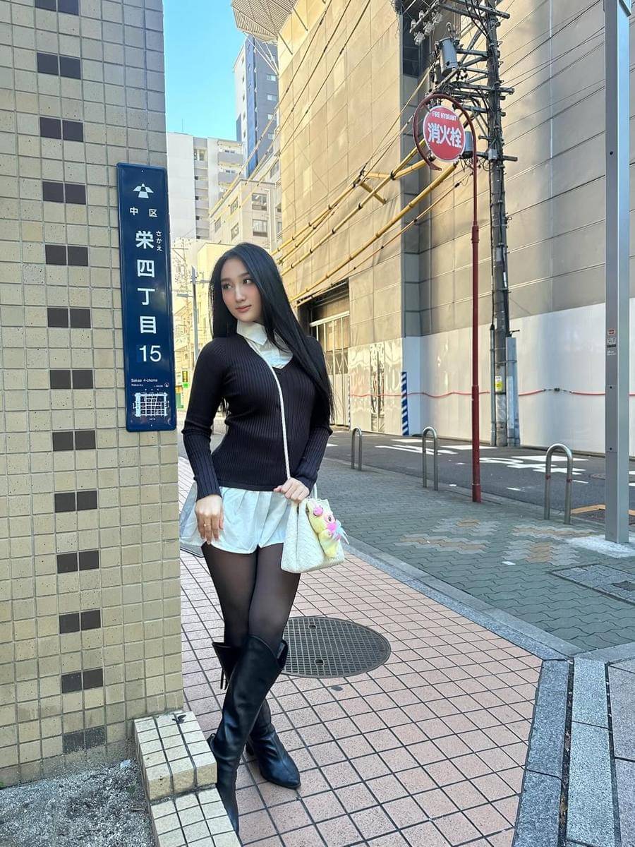 Sandrina Mazaya jalan-jalan ke Sakae di Nagoya, Jepang