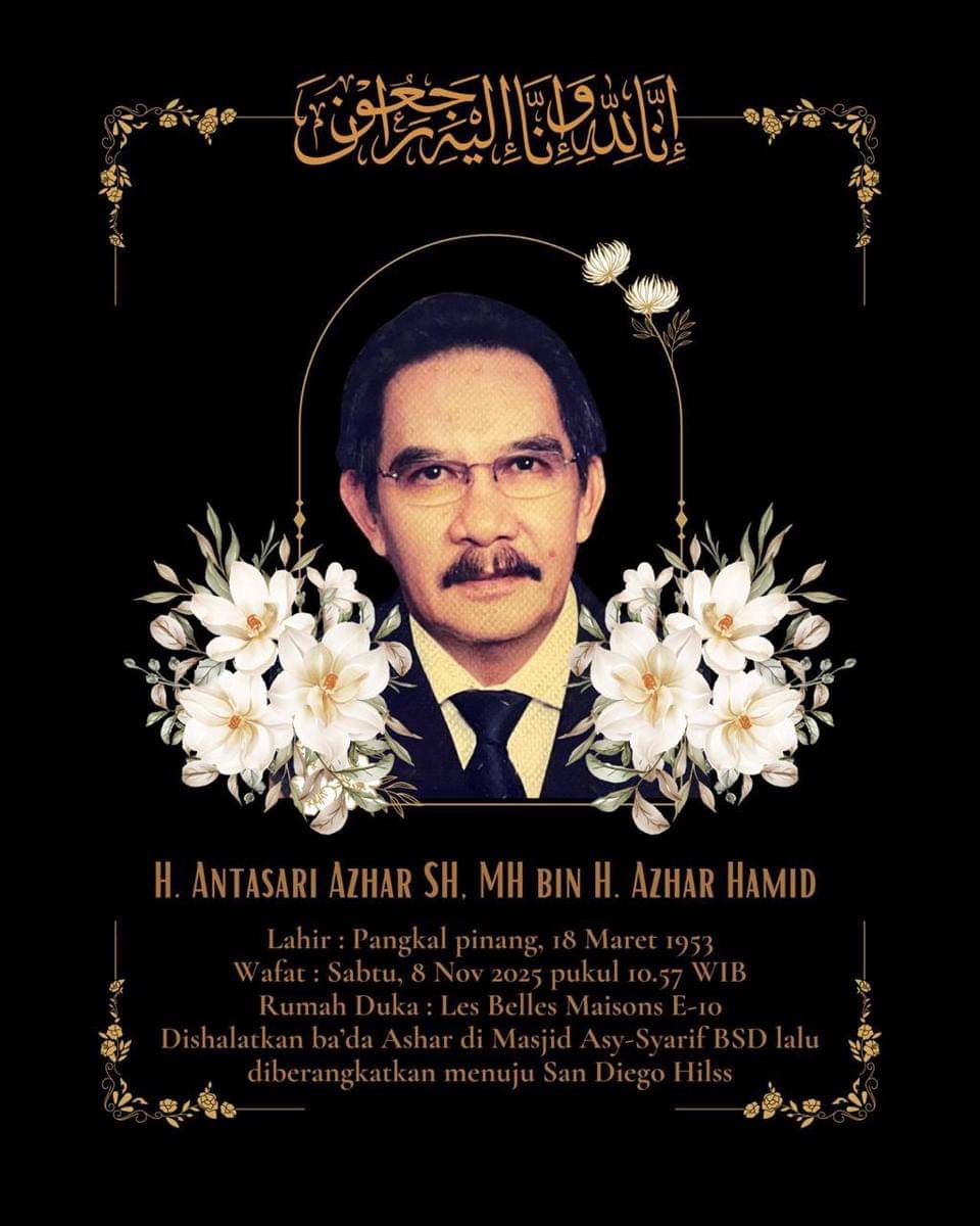 Mantan Ketua KPK Antasari Azhar meninggal dunia, Sabtu (8/11/2025).