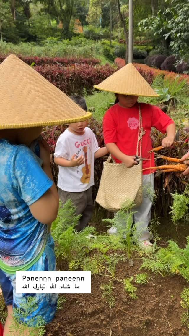 Ukkasya dan Rayyanza main di kebun sayur