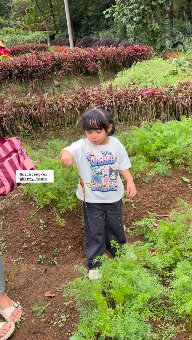 Ukkasya dan Rayyanza main di kebun sayur