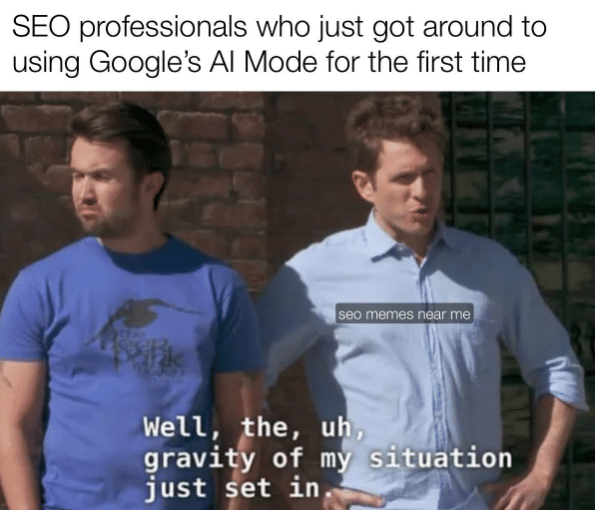 meme AI Mode/Overview dalam hasil pencarian Google Search