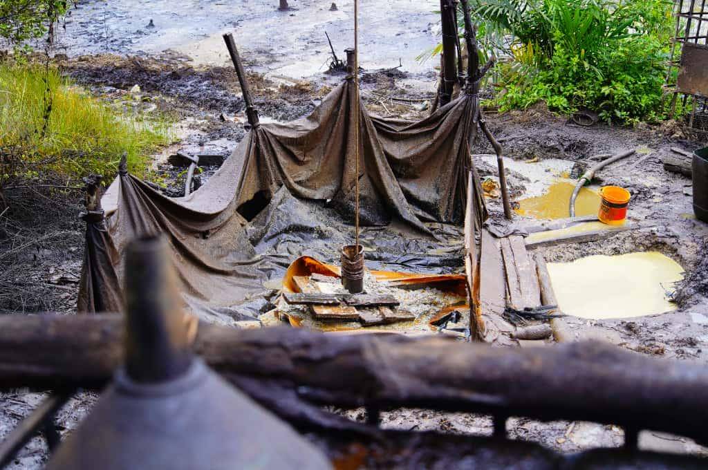 Salah satu sumur minyak rakyat di Kecamatan Keluang, Kabupaten Muba.