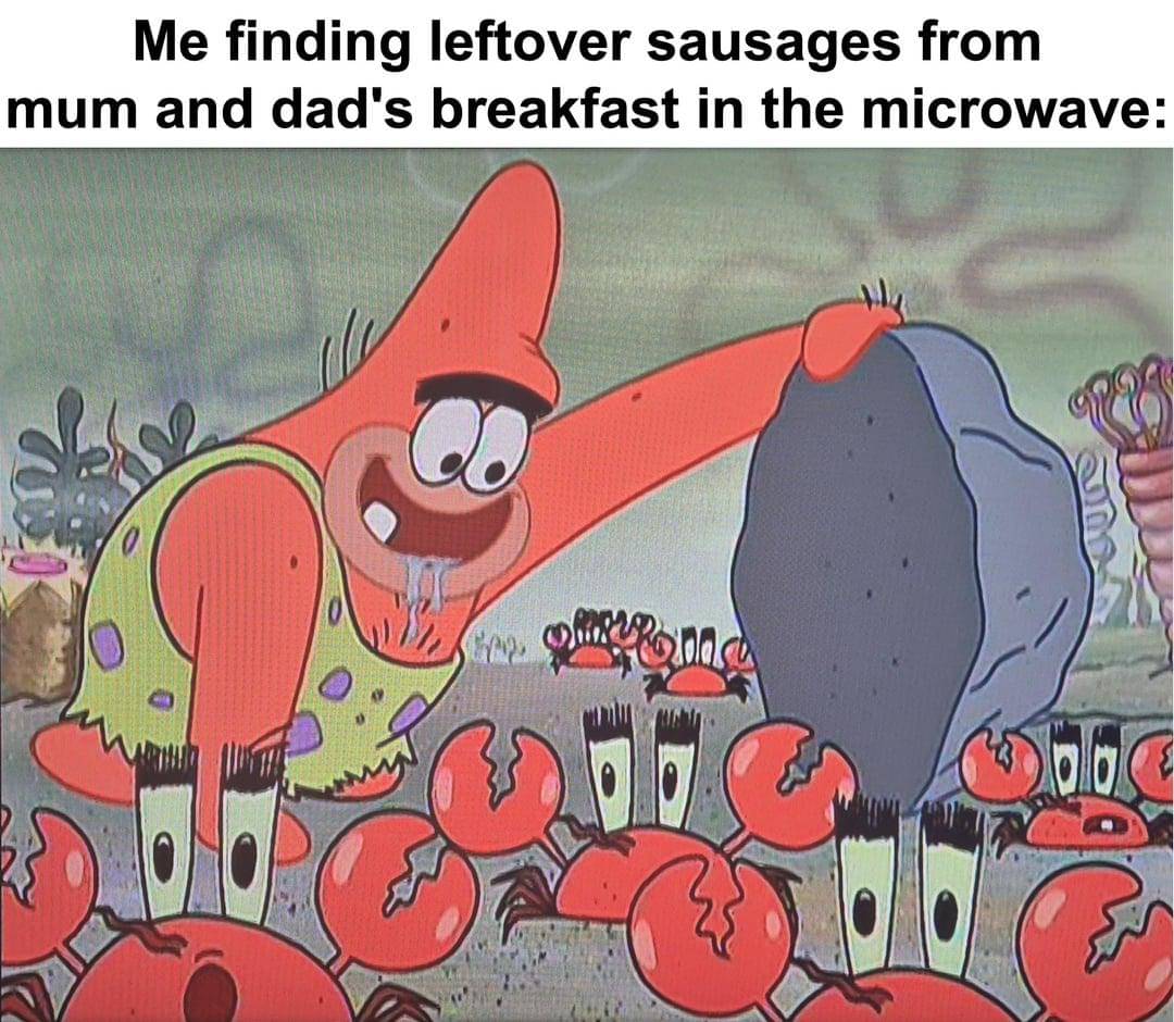 meme SpongeBob tentang makanan sisa