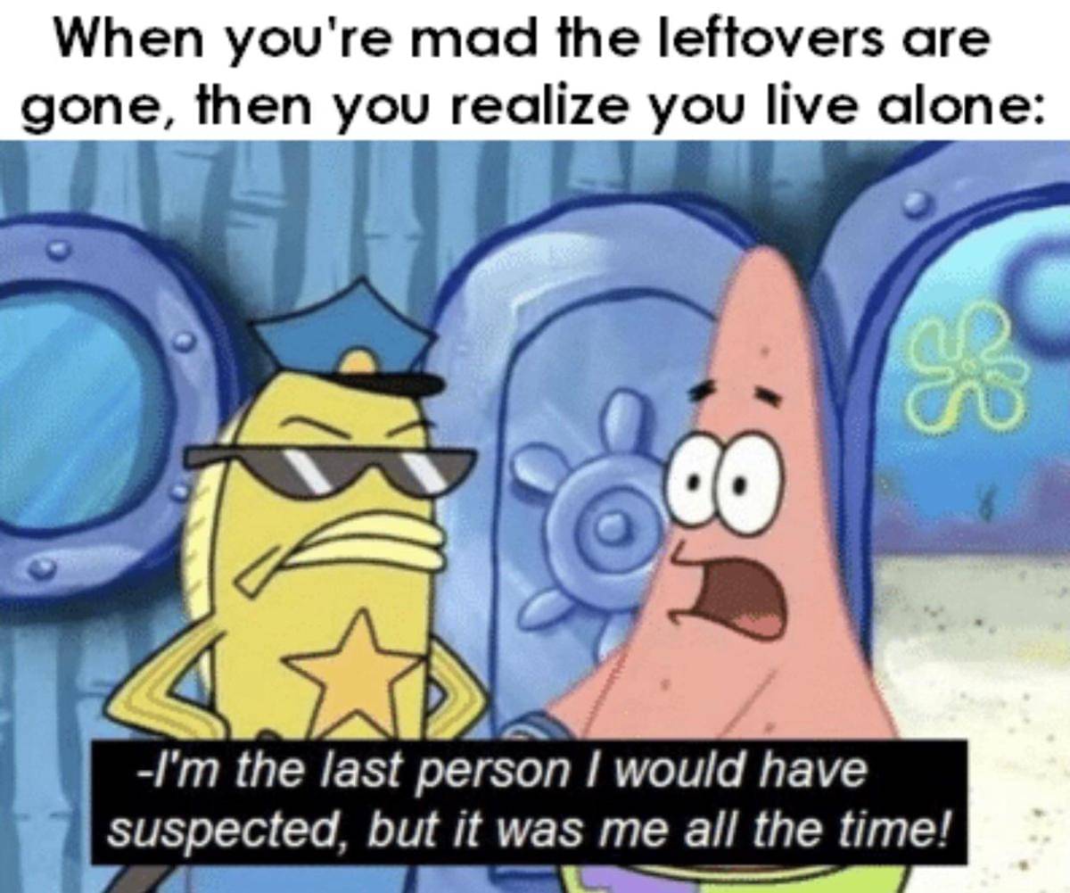 meme SpongeBob tentang makanan sisa