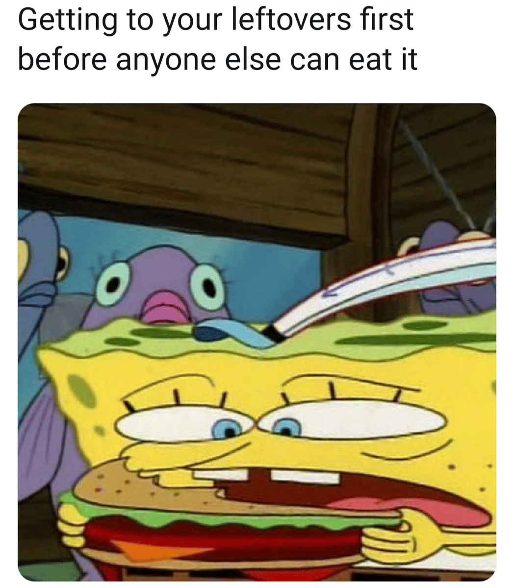 meme SpongeBob tentang makanan sisa