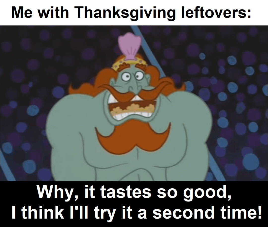 meme SpongeBob tentang makanan sisa