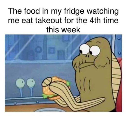 meme SpongeBob tentang makanan sisa