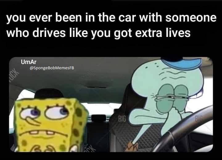 meme SpongeBob tentang mobil
