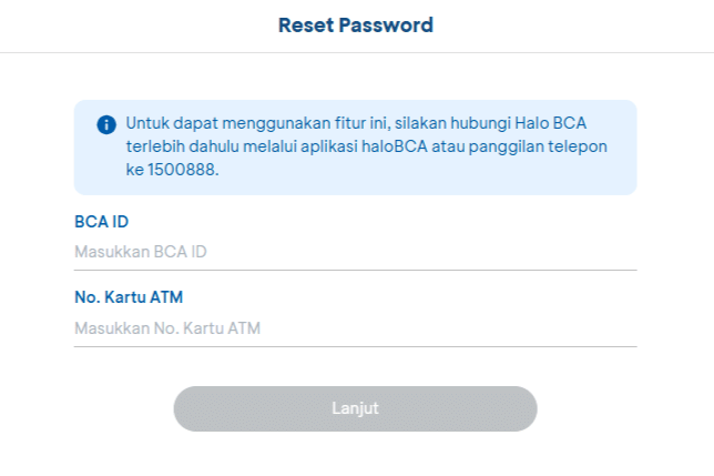 cara reset password BCA ID