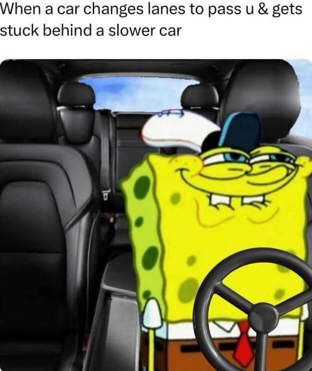 meme SpongeBob tentang mobil