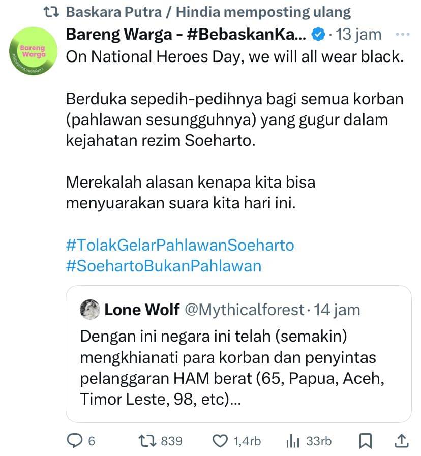 artis soroti pemberian gelar pahlawan nasional untuk Soeharto