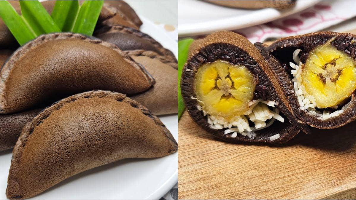 Ilustrasi martabak lipat cokelat isi pisang keju meses