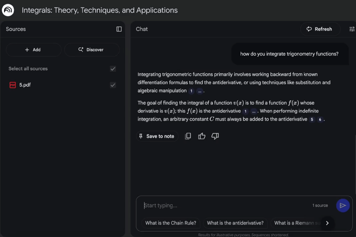 fitur chat untuk tanya jawab di NotebookLM