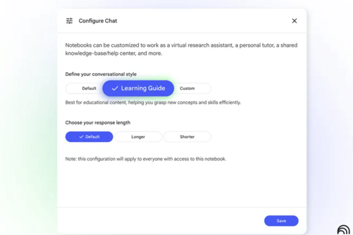 fitur kustom chat di NotebookLM
