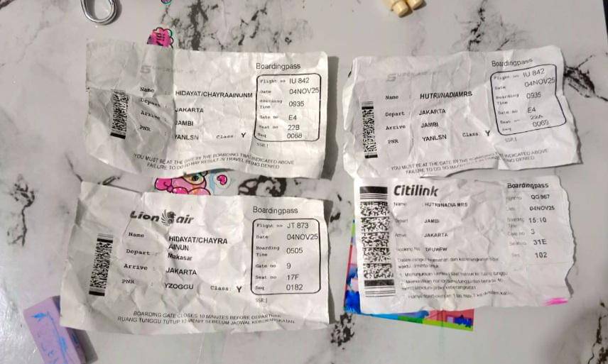 Boardingpass Bilqis diubah menjadi Chaira Ainun (Dok. Polrestabes Makassar)