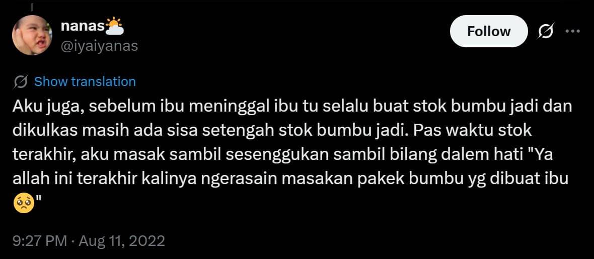 cerita sedih tentang makanan di X