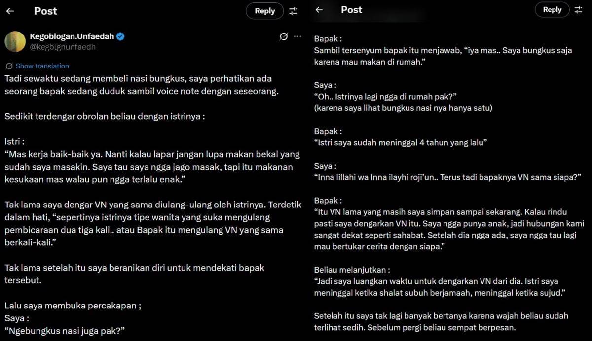 cerita sedih tentang makanan di X