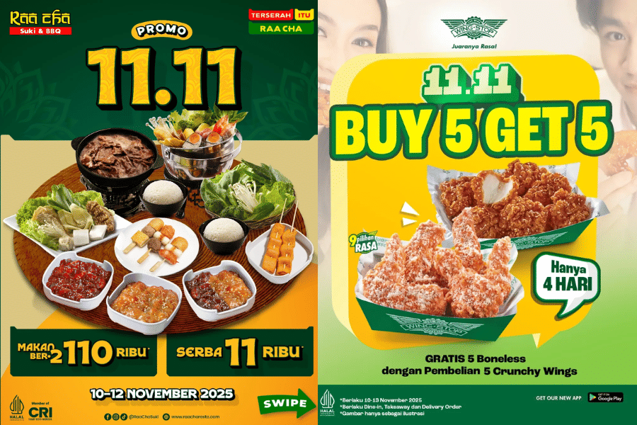 Promo 11.11 di Raa Cha Suki dan Wingstop