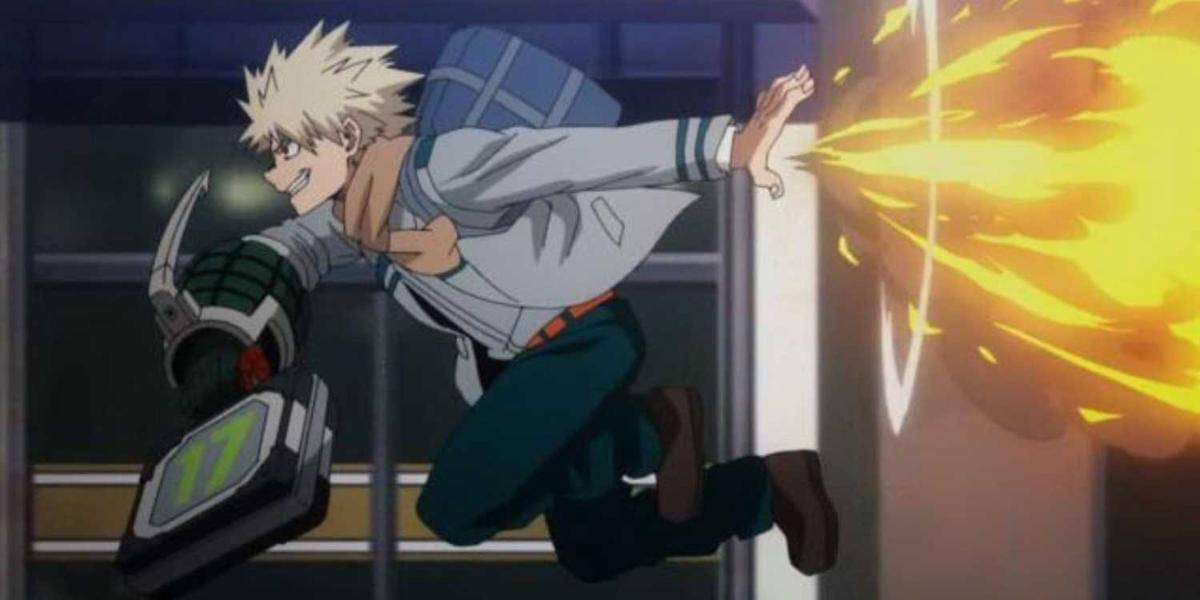 Bakugo Terbang dengan Quirknya