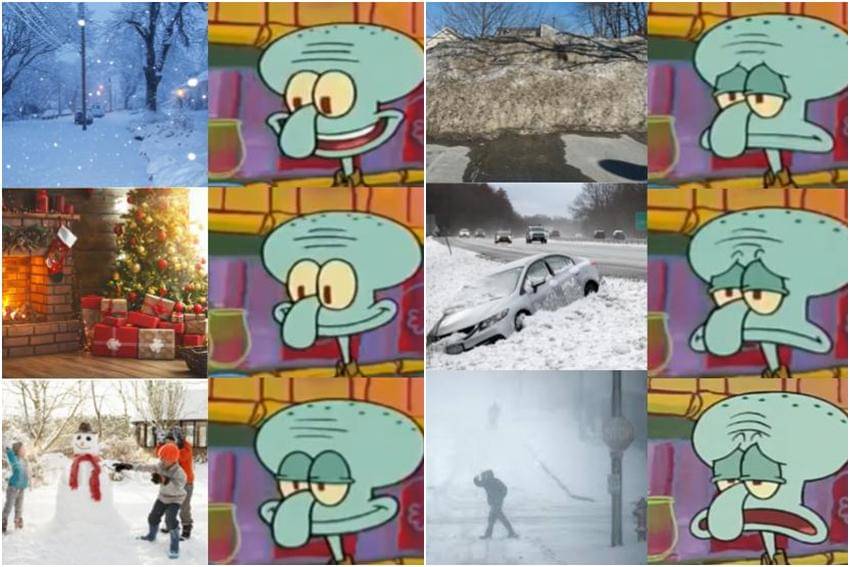 meme SpongeBob tentang salju