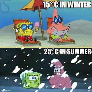 meme SpongeBob tentang salju