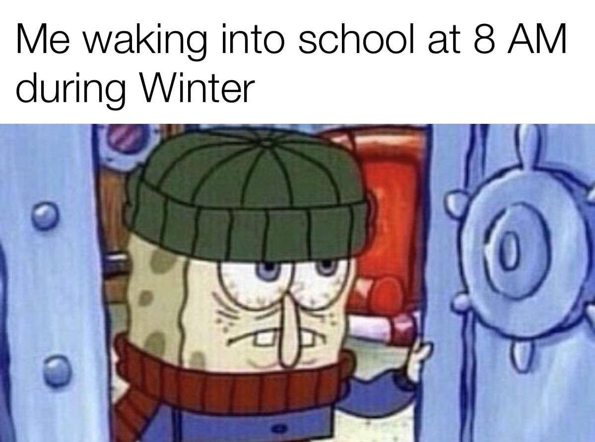 meme SpongeBob tentang salju