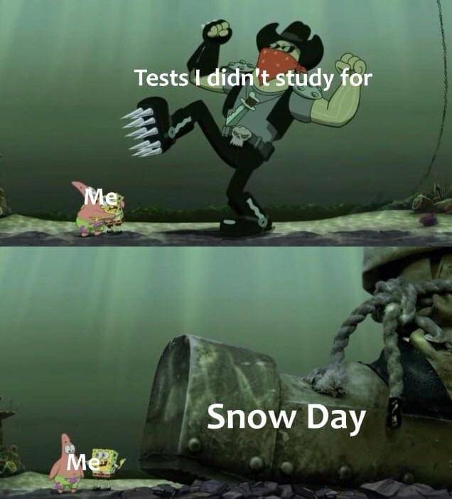 meme SpongeBob tentang salju