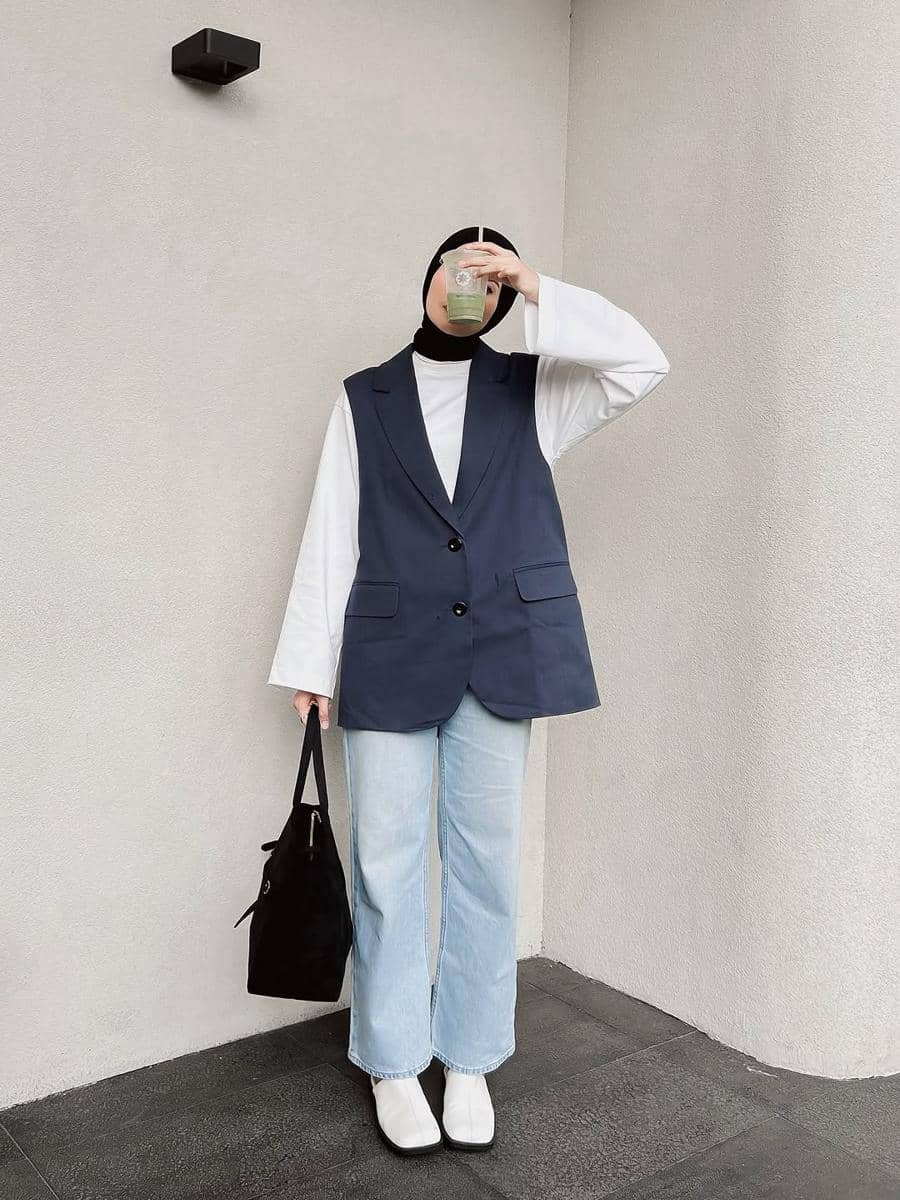 inspirasi layering outfit ala Anggita Kusuma Dewi