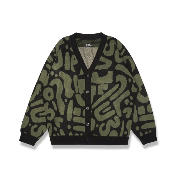 Noforty Project Loose Knit Cardigan Doodle Black