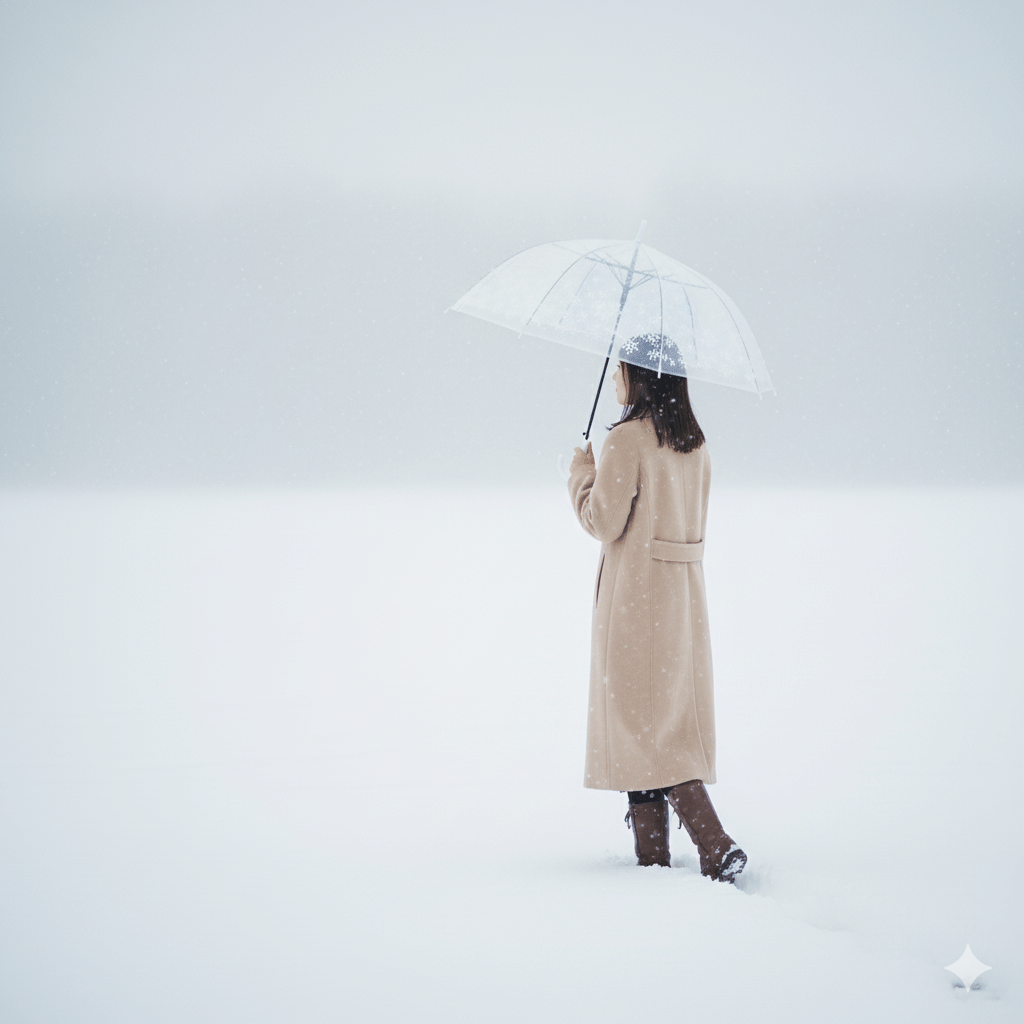 prompt gemini AI foto di tengah salju ala tren First Love